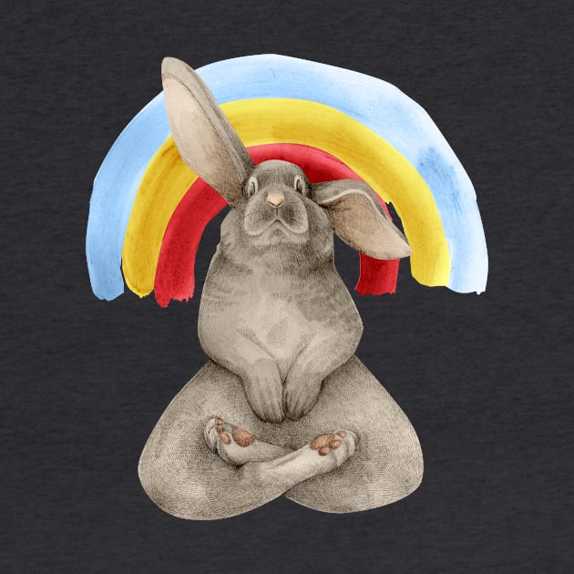 meditating bunny with rainbow by KindSpirits